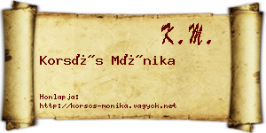 Korsós Mónika névjegykártya